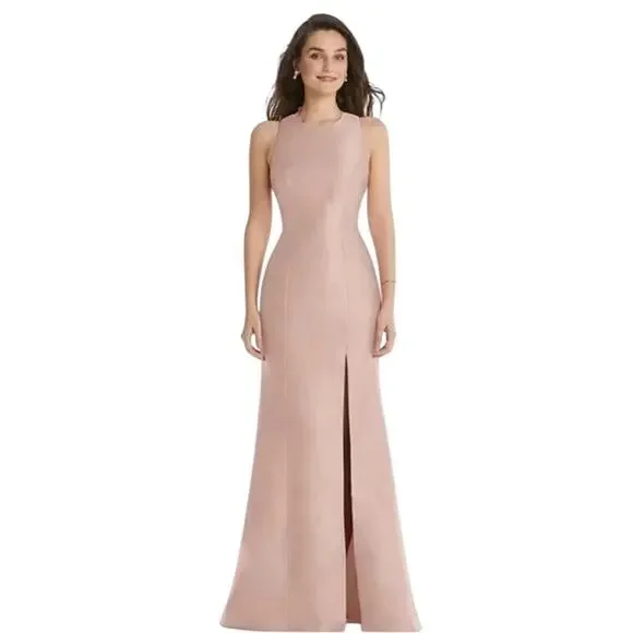 *Alfred Sung Jewel Neck Bowed Open-Back Trumpet Dress Toasted Sugar – 4 - Picture 3 of 15